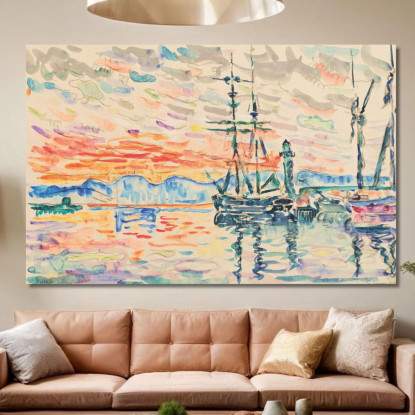 Saint-Tropez Il Porto Al Tramonto Paul Signac psn99 quadro stampato su tela