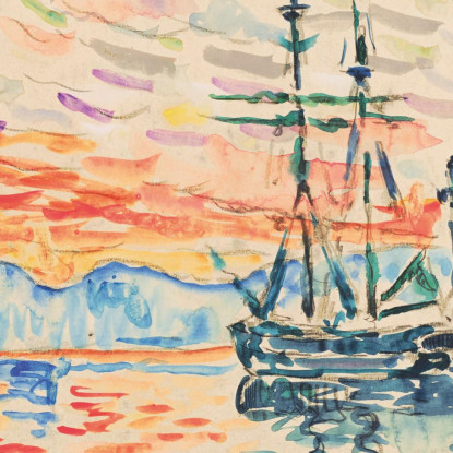 Saint-Tropez Il Porto Al Tramonto Paul Signac psn99 quadro stampato su tela