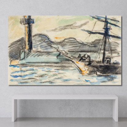 Saint Tropez. Il Faro E Il Molo Paul Signac psn102 quadro stampato su tela