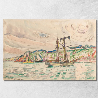 Navi Vicino Al Fiume Trieux Paul Signac psn105 quadro stampato su tela