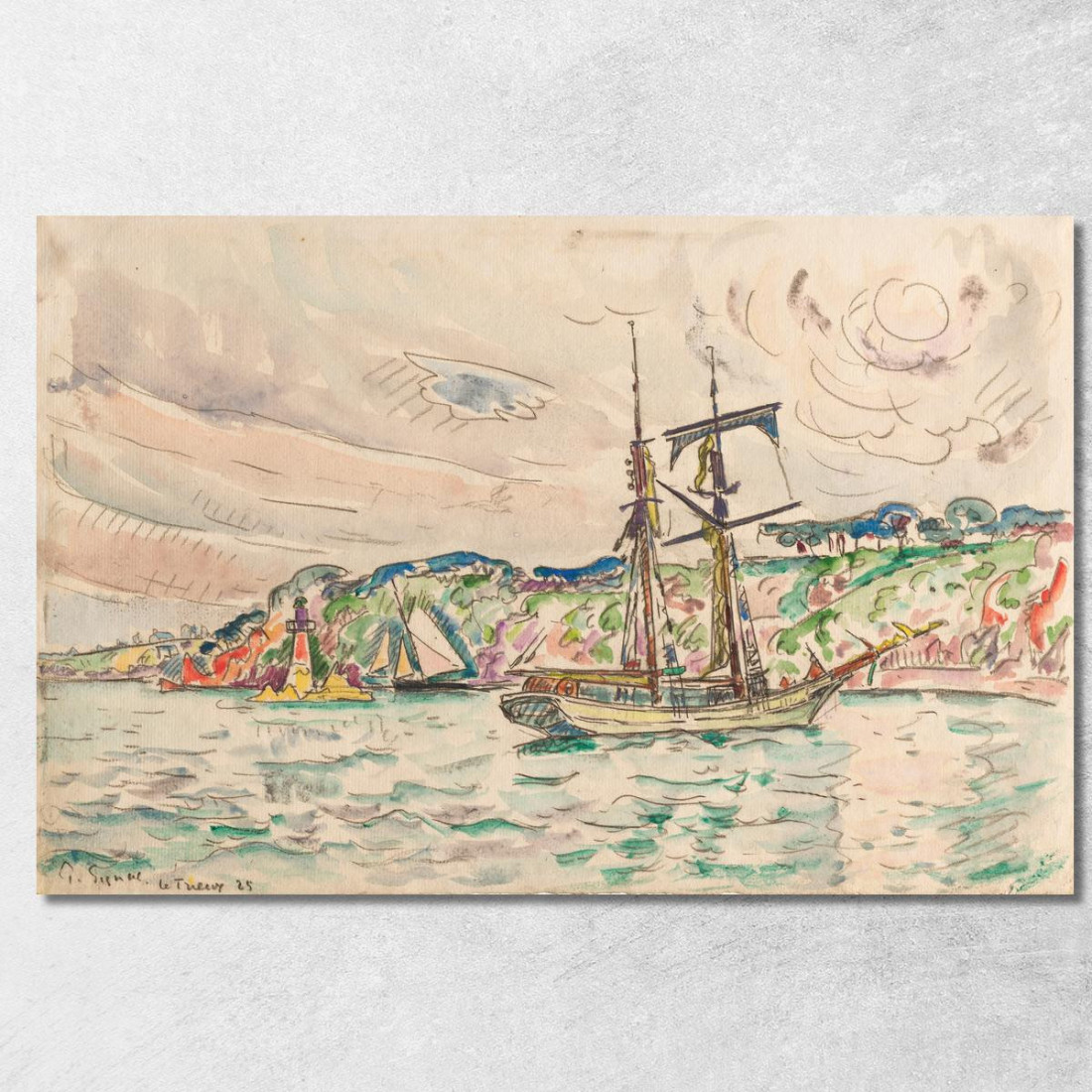 Navi Vicino Al Fiume Trieux Paul Signac psn105 quadro stampato su tela