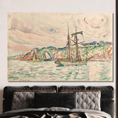 Navi Vicino Al Fiume Trieux Paul Signac psn105 quadro stampato su tela
