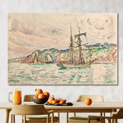 Navi Vicino Al Fiume Trieux Paul Signac psn105 quadro stampato su tela