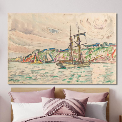 Navi Vicino Al Fiume Trieux Paul Signac psn105 quadro stampato su tela