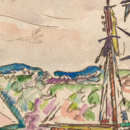 Navi Vicino Al Fiume Trieux Paul Signac psn105 quadro stampato su tela