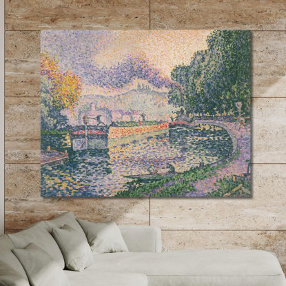 Il Canale Del Rimorchiatore A Samois Paul Signac psn121 quadro stampato su tela