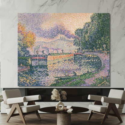 Il Canale Del Rimorchiatore A Samois Paul Signac psn121 quadro stampato su tela