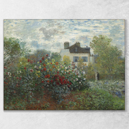 Il Giardino Dell Artista Ad Argenteuil Un Angolo Del Giardino Con Le Dalie Claude Monet mnt316 quadro stampato su tela