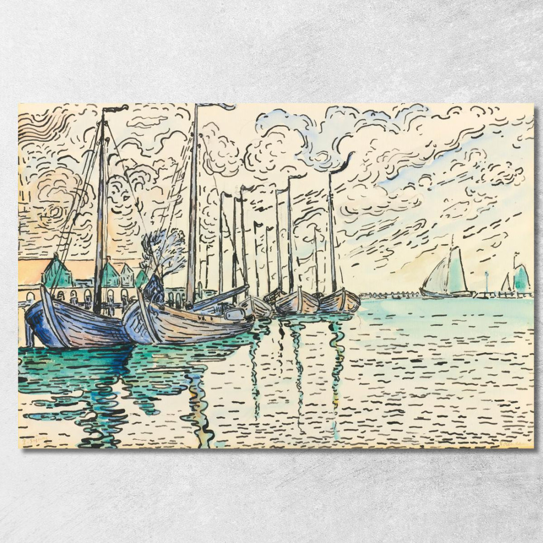 Barche Da Pesca Di Volendam Paul Signac psn131 quadro stampato su tela
