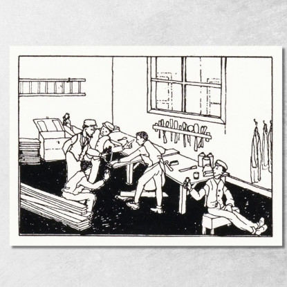 Ragazzi Al Banco Di Lavoro Julie de Graag jdg28 quadro stampato su tela