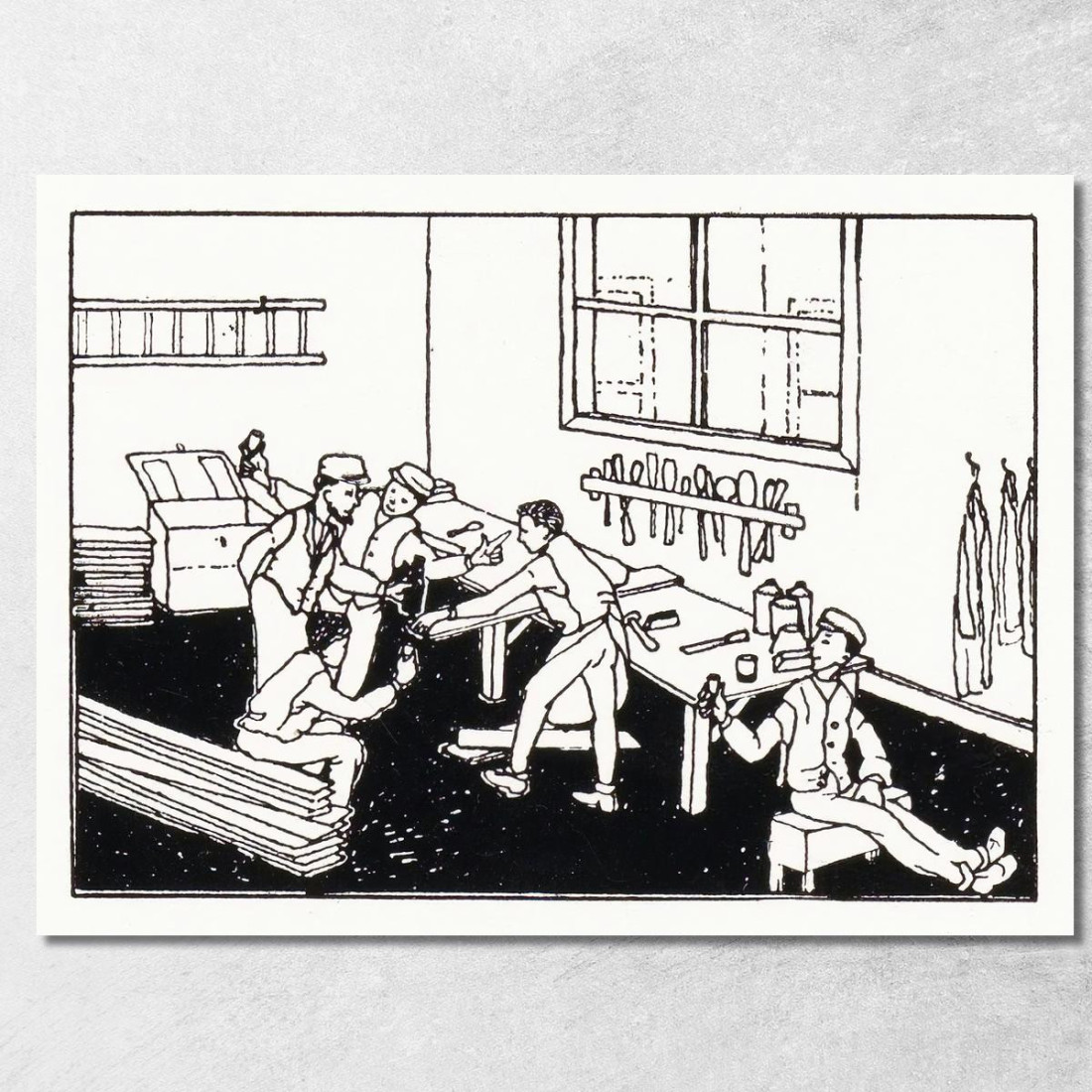 Ragazzi Al Banco Di Lavoro Julie de Graag jdg28 quadro stampato su tela