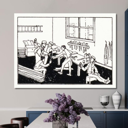 Ragazzi Al Banco Di Lavoro Julie de Graag jdg28 quadro stampato su tela