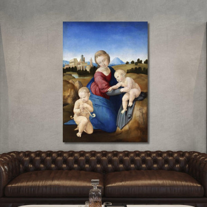 Madonna Col Bambino E San Giovannino Raffaello Sanzio rph13 quadro stampato su tela