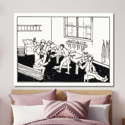 Ragazzi Al Banco Di Lavoro Julie de Graag jdg28 quadro stampato su tela