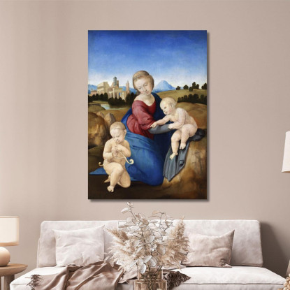 Madonna Col Bambino E San Giovannino Raffaello Sanzio rph13 quadro stampato su tela