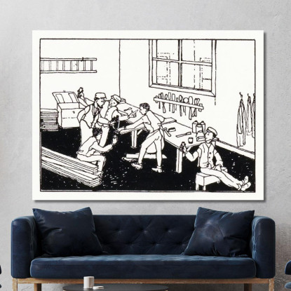 Ragazzi Al Banco Di Lavoro Julie de Graag jdg28 quadro stampato su tela