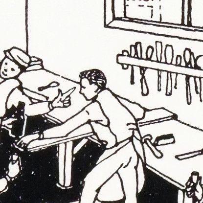 Ragazzi Al Banco Di Lavoro Julie de Graag jdg28 quadro stampato su tela