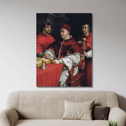 Ritratto Di Papa Leone X E Dei Suoi Cugini Cardinali Giulio De' Medici Raffaello Sanzio rph28 quadro stampato su tela