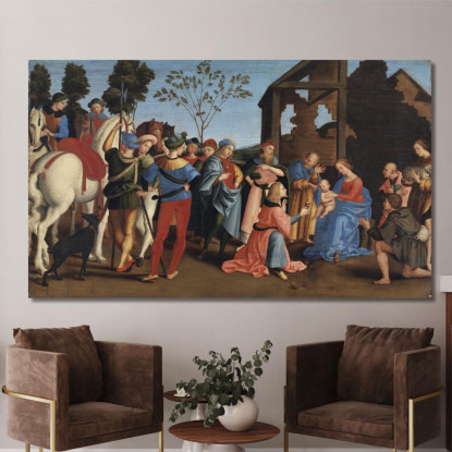 L'Adorazione Dei Magi Raffaello Sanzio rph35 quadro stampato su tela