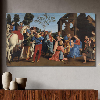 L'Adorazione Dei Magi Raffaello Sanzio rph35 quadro stampato su tela