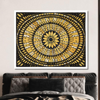 Rosetta Di Fiori E Foglie Stilizzati Julie de Graag jdg50 quadro stampato su tela