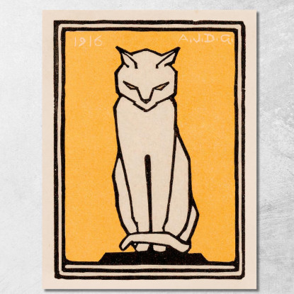 Gatto Seduto Julie de Graag jdg52 quadro stampato su tela