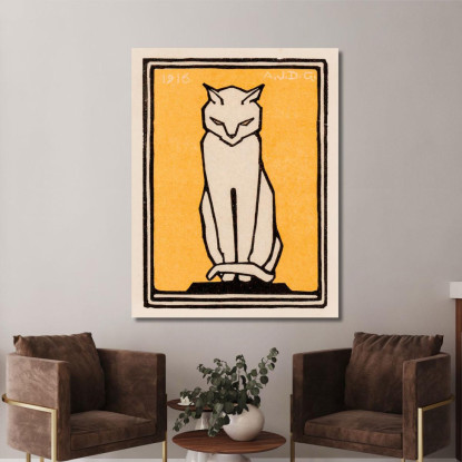 Gatto Seduto Julie de Graag jdg52 quadro stampato su tela