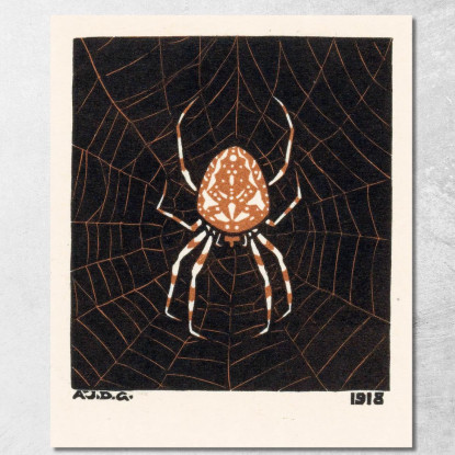 Ragno In Una Rete Julie de Graag jdg56 quadro stampato su tela