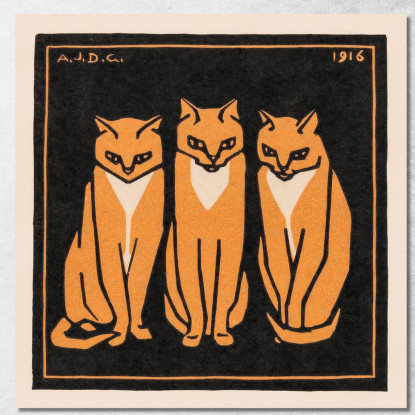Tre Gatti Julie de Graag jdg60 quadro stampato su tela