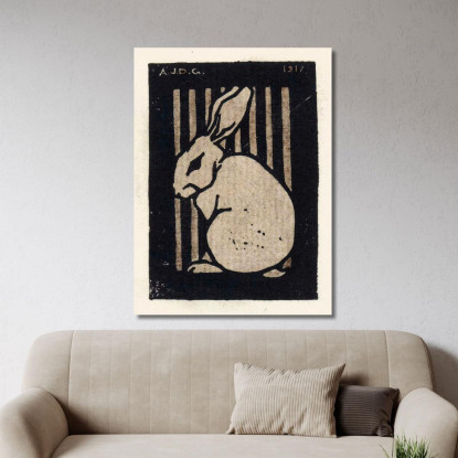 Coniglio Seduto Julie de Graag jdg73 quadro stampato su tela