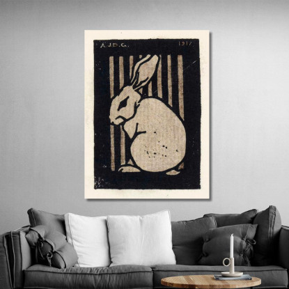 Coniglio Seduto Julie de Graag jdg73 quadro stampato su tela