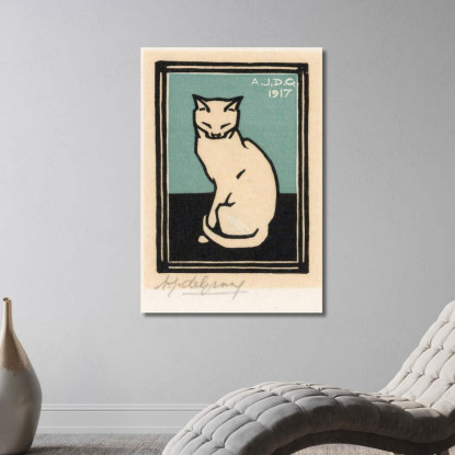 Gatto Seduto Con Gli Occhi Chiusi Julie de Graag jdg75 quadro stampato su tela