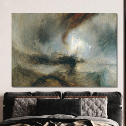 Battello A Vapore Con Tempesta Di Neve Al Largo Della Bocca Del Porto Joseph Mallord William Turner jwt8 quadro stampato su tela