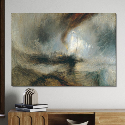 Battello A Vapore Con Tempesta Di Neve Al Largo Della Bocca Del Porto Joseph Mallord William Turner jwt8 quadro stampato su tela