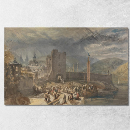 Una Veduta Di Boppart Con Figure Sulla Riva Del Fiume Joseph Mallord William Turner jwt25 quadro stampato su tela