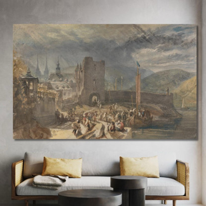 Una Veduta Di Boppart Con Figure Sulla Riva Del Fiume Joseph Mallord William Turner jwt25 quadro stampato su tela
