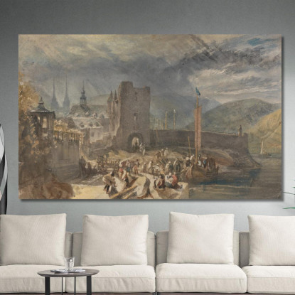 Una Veduta Di Boppart Con Figure Sulla Riva Del Fiume Joseph Mallord William Turner jwt25 quadro stampato su tela