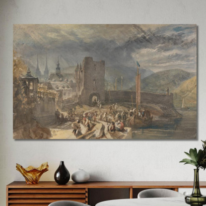 Una Veduta Di Boppart Con Figure Sulla Riva Del Fiume Joseph Mallord William Turner jwt25 quadro stampato su tela