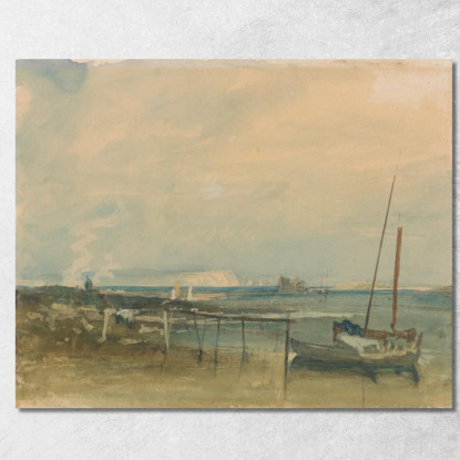 Scena Costiera Con Scogliere Bianche E Barche Sulla Riva Joseph Mallord William Turner jwt36 quadro stampato su tela