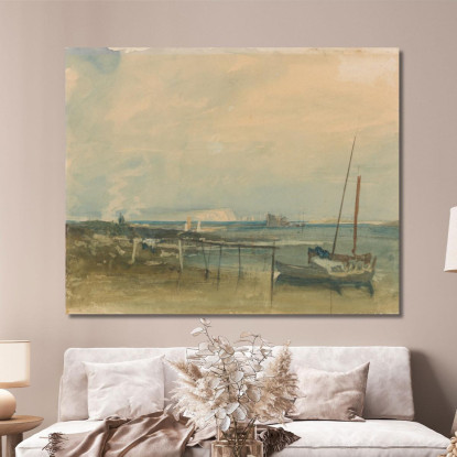 Scena Costiera Con Scogliere Bianche E Barche Sulla Riva Joseph Mallord William Turner jwt36 quadro stampato su tela