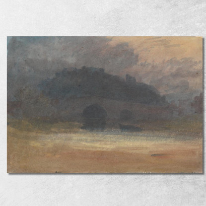 Paesaggio Serale Con Castello E Ponte Nello Yorkshire Joseph Mallord William Turner jwt43 quadro stampato su tela
