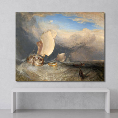 Barche Da Pesca Con Venditori Ambulanti Che Contrattano Per Il Pesce Joseph Mallord William Turner jwt45 quadro stampato su tela