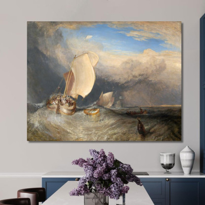 Barche Da Pesca Con Venditori Ambulanti Che Contrattano Per Il Pesce Joseph Mallord William Turner jwt45 quadro stampato su tela
