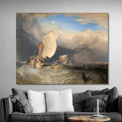 Barche Da Pesca Con Venditori Ambulanti Che Contrattano Per Il Pesce Joseph Mallord William Turner jwt45 quadro stampato su tela