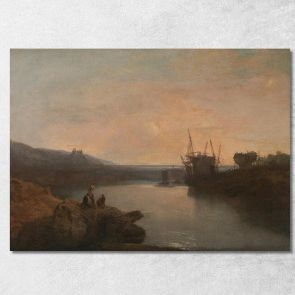 Il Castello Di Harlech Dal Crepuscolo Serale Estivo Di Tygwyn Ferry Joseph Mallord William Turner jwt55 quadro stampato su tela