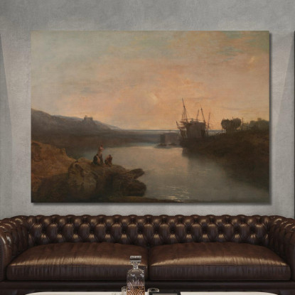 Il Castello Di Harlech Dal Crepuscolo Serale Estivo Di Tygwyn Ferry Joseph Mallord William Turner jwt55 quadro stampato su tela