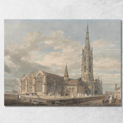Vista Nord-Est Della Chiesa Di Grantham Lincolnshire Joseph Mallord William Turner jwt87 quadro stampato su tela