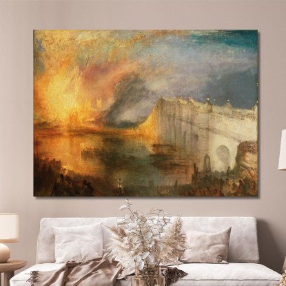 L'Incendio Delle Camere Dei Lord E Dei Comuni Il 16 Ottobre 1834 Joseph Mallord William Turner jwt124 quadro stampato su tela