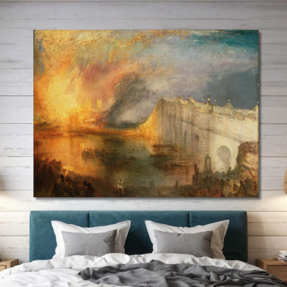 L'Incendio Delle Camere Dei Lord E Dei Comuni Il 16 Ottobre 1834 Joseph Mallord William Turner jwt124 quadro stampato su tela