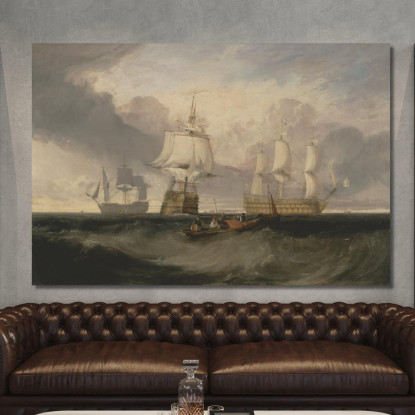La Vittoria Di Ritorno Da Trafalgar In Tre Posizioni Joseph Mallord William Turner jwt137 quadro stampato su tela